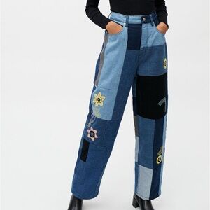BDG Urban Outfitters | High Rise Baggy Patchwork Embroidered Jeans